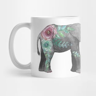 Watercolor elephant with flowers Mug